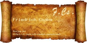 Friedrich Csaba névjegykártya